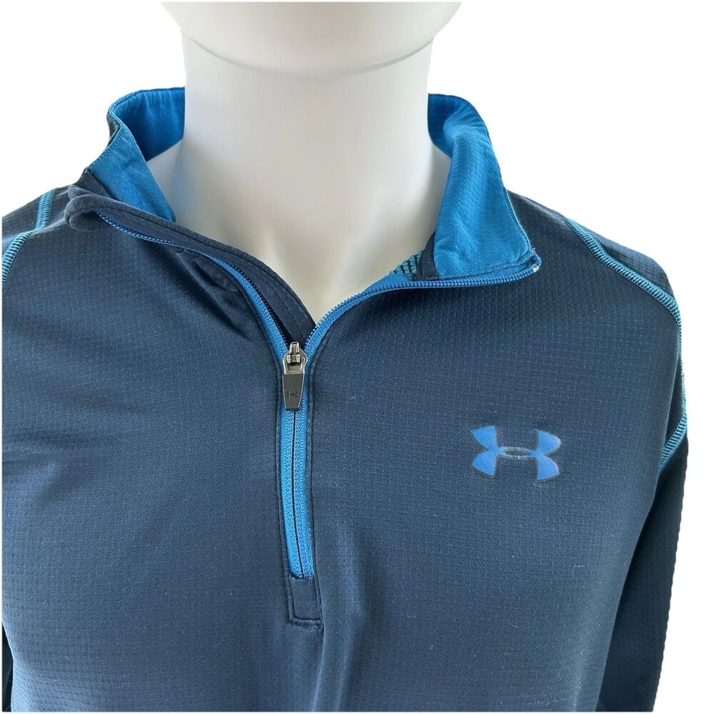 Under Armour Coldgear Blue Men's 1/4 Zip Pullover – Size Large Fitted